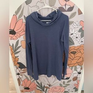 Columbia blue cowl neck long sleeved T-shirt